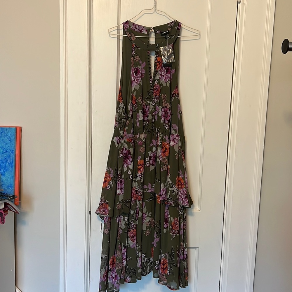 Green floral dress